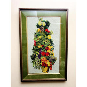 Framed Needlepoint: Topiary with Fruit (26"x17")